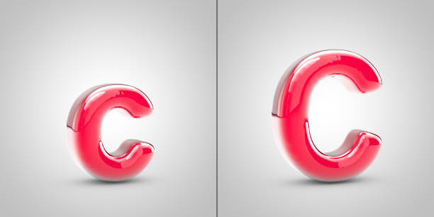 Nail Polish letter C isolated on white background. 3d pink glossy alphabet font.