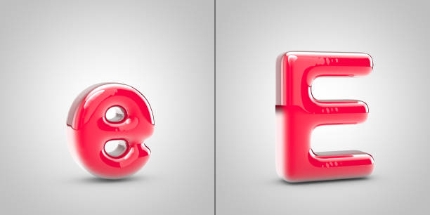 Nail Polish letter E isolated on white background. 3d pink glossy alphabet font.