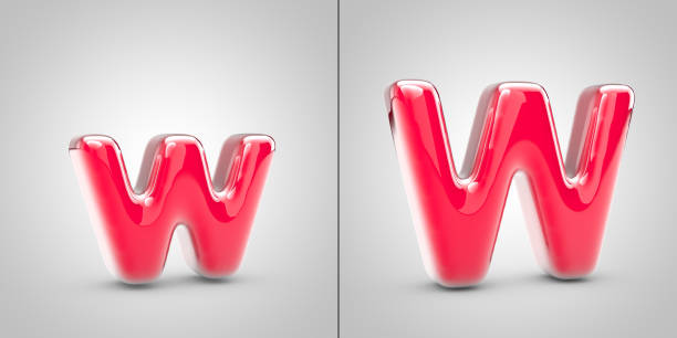Nail Polish letter W isolated on white background. 3d pink glossy alphabet font.