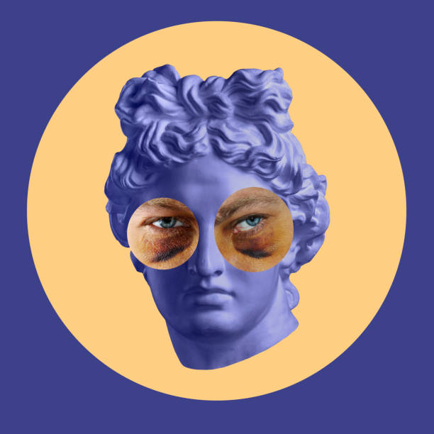 istock Contemporary art concept collage with antique statue head in a surreal style. Modern unusual art. 1183175577