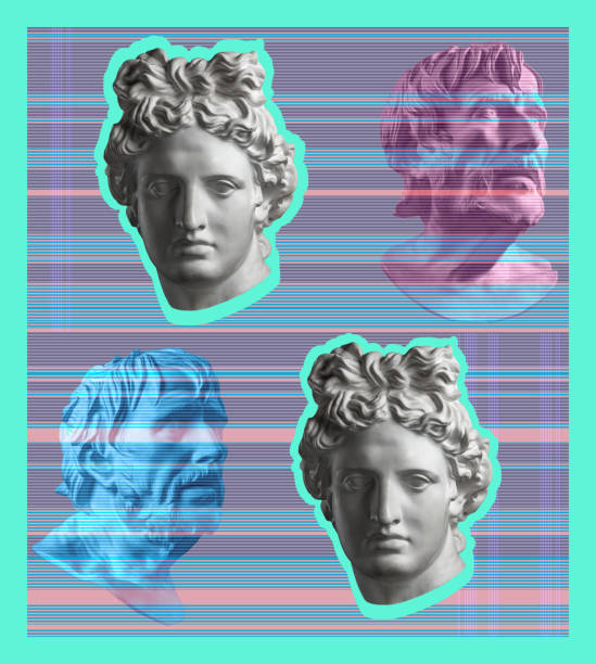 istock Contemporary art concept collage with antique statue head in a surreal style. Modern unusual art. 1183175775