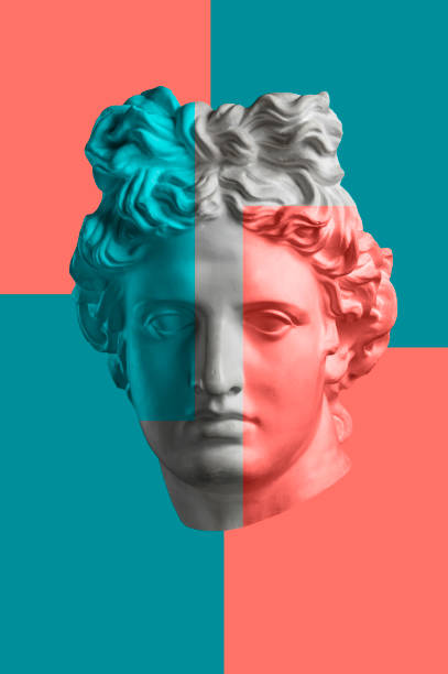 istock Contemporary art concept collage with antique statue head in a surreal style. Modern unusual art. 1183175905