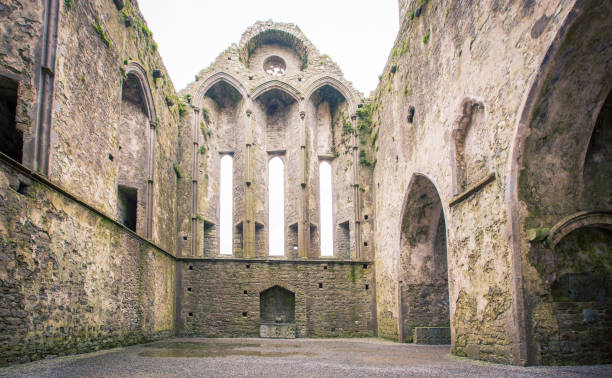 Empty  stone ruin of a cathedral in Cashel Ireland