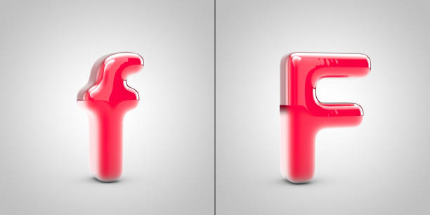 Nail Polish letter F isolated on white background. 3d pink glossy alphabet font.