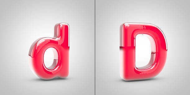 Nail Polish letter D isolated on white background. 3d pink glossy alphabet font.