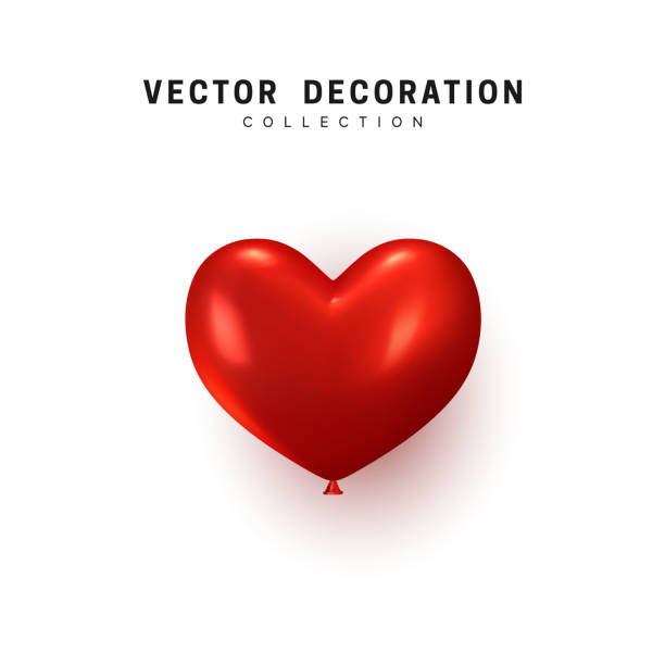 ilustrações, clipart, desenhos animados e ícones de balão realístico do coração vermelho isolado no fundo branco - heart balloon