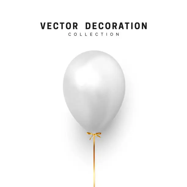 Vector illustration of White realistic balloon isolated on white background.