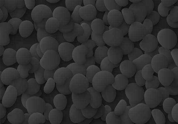 istock Black background. Design elements of the liquid rounded plastic shapes, smooth sea stones, Flat Liquid splash bubble. 1183183322