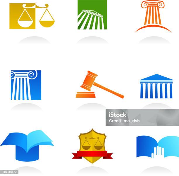 Set Di Icone Di Legge - Immagini vettoriali stock e altre immagini di Bilancia della Giustizia - Bilancia della Giustizia, Accordo d'intesa, Affari
