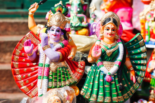istock Indian God Lord Krishna and Radha Idols Statues 1183196996