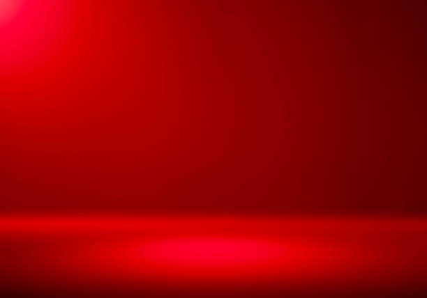 istock 3D Illustration. Red Studio room for product placement 1183209371