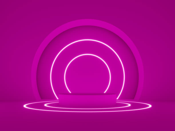 istock 3d render, glowing lines, neon lights, tunnel, abstract background, virtual reality, round portal, arch, spectrum vibrant colors, laser show 1183210047