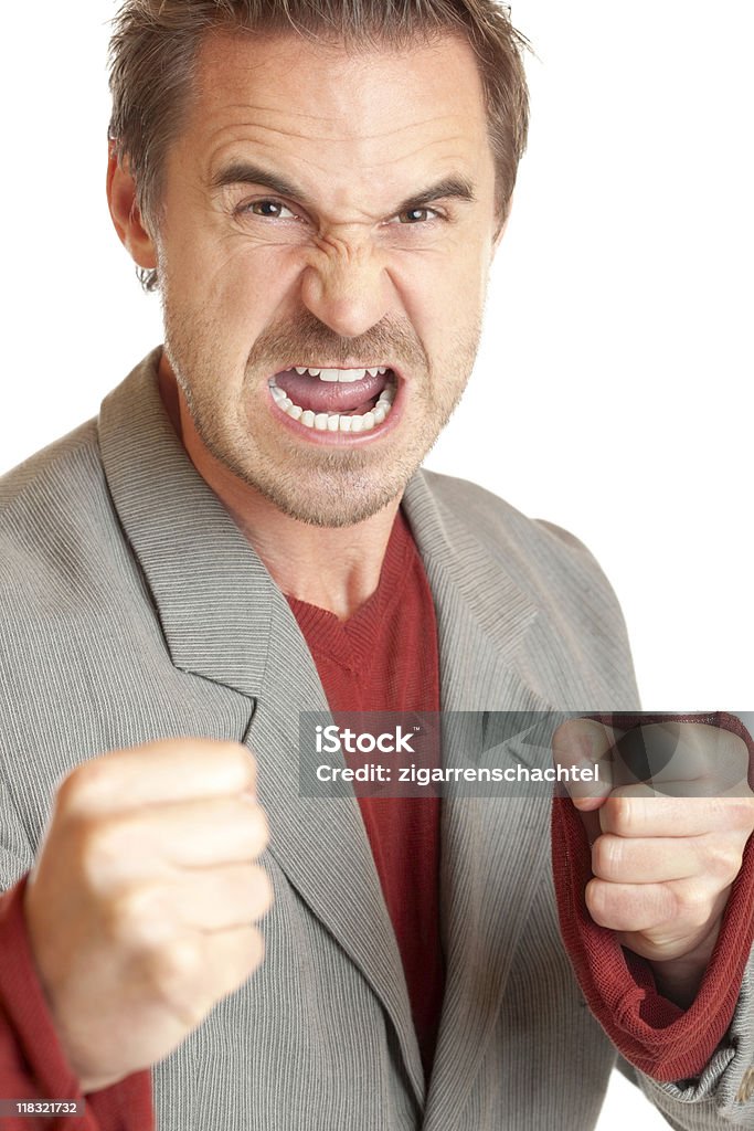 Aggressivo uomo vuole battere qualcuno - Foto stock royalty-free di Adulto