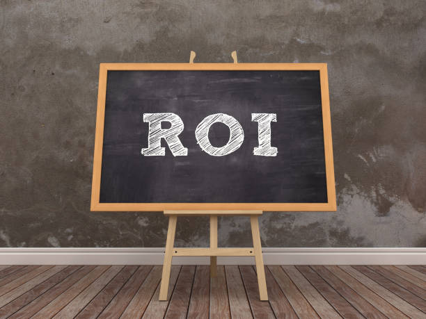 istock Easel with ROI Word on Chalkboard Frame in Room - 3D Rendering 1183217813
