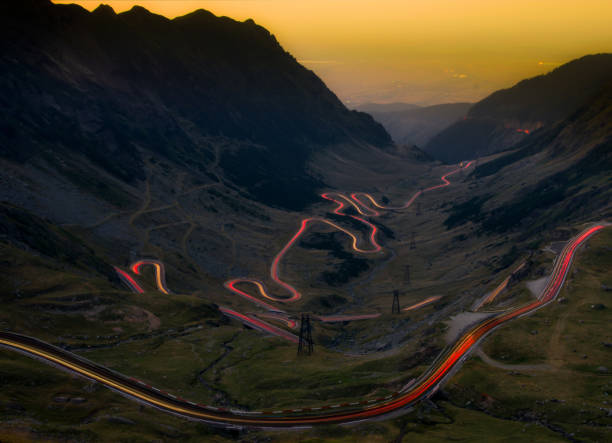 istock Long exposure with Transfagarasan mountain road from the Fagaras mountains. 1183222112