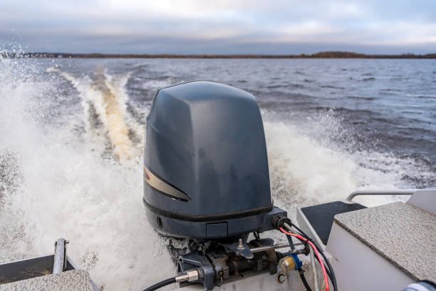 istock A boat engine that moves at high speed on water 1183223388