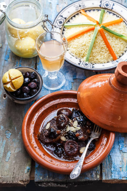 istock Slow cooked beef with prunes, figs, raisins and almonds - moroccan tajine. 1183225125