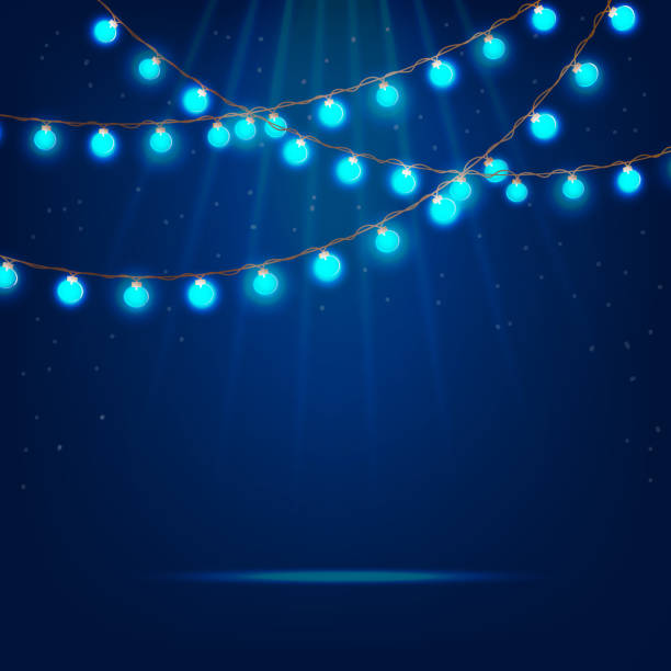 istock Festive Illumination. Blue Night and Spotlight. Empty room / scene. Christmas party. 1183225500