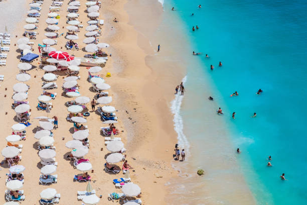 istock Peaople relaxin on the beach, top view, Turkey, Kaputash beach 1183226412