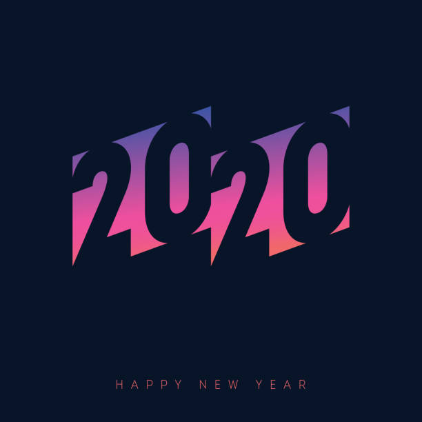 istock Poster template for 2020. Invitation to the new year party with neon gradient. Cover of calendar with orginal inscription 20 20. 1183229893