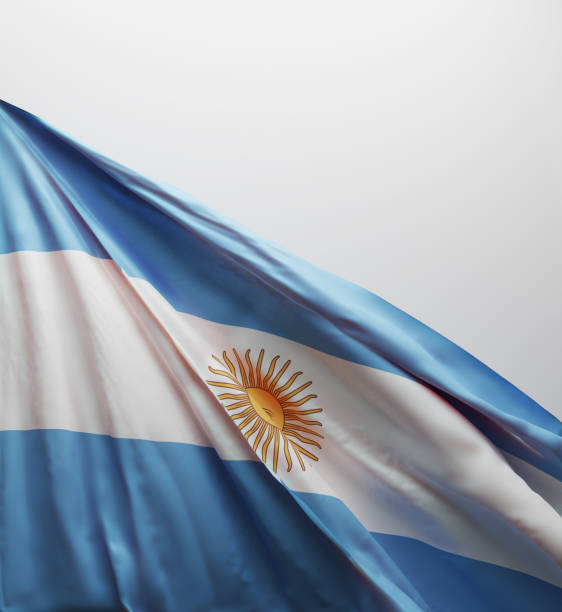 Argentinian Flag, Argentina National Colors Background  <<3D Rendering>>