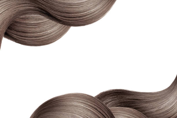 istock Natural brown hair isolated on white. Background 1183241090