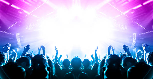 Concert crowd in front of a live stage