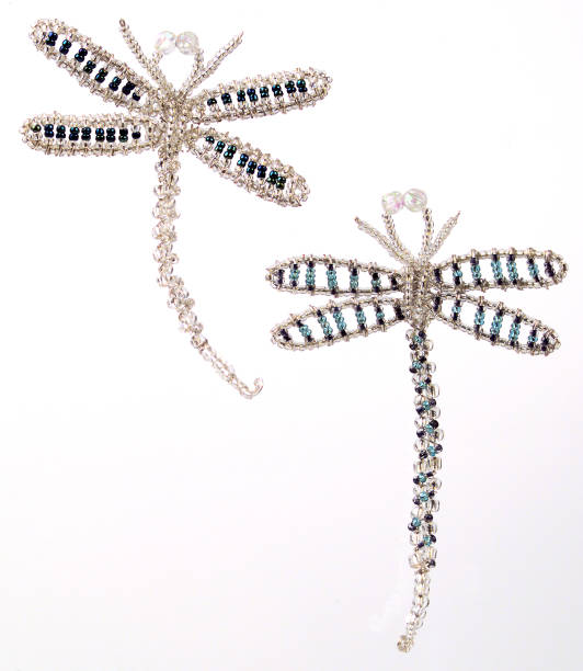 two beaded Dragon Flies Christmas tree decorations