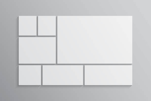 vektorová prázdná koláž deska sedm obrázků, fotografie - plán na papíře fotky stock ilustrace