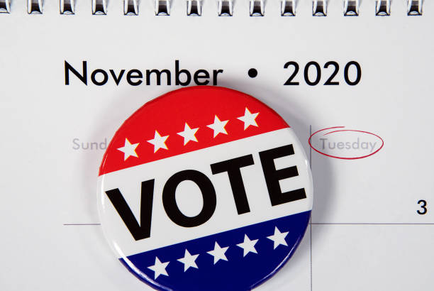 istock political campaign button on November 2020 calendar 1183254583