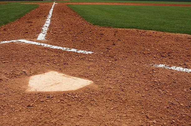 View of Home Plate on a Baseball Field stock photo