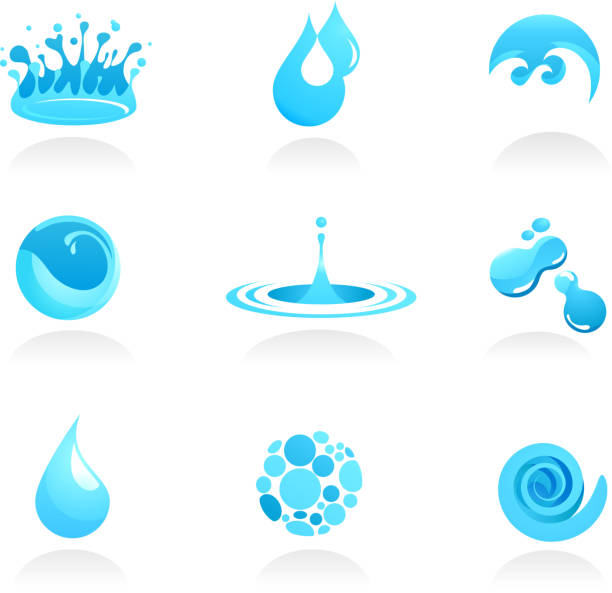 ilustraciones, imágenes clip art, dibujos animados e iconos de stock de iconos de agua - blue glass illustrations