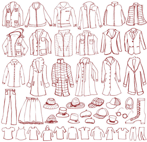 clothes. men's fashion. doodle. clothes. men's fashion. hand drawn illustrations. mens fashion stock illustrations