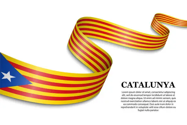 Vector illustration of waving flag of Catalan Independentist - Estelada