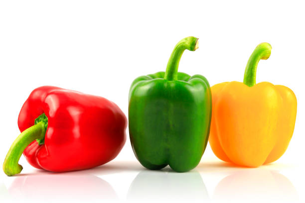 istock Fresh Green, yellow, red bell pepper. Sweet pepper. Giant pepper. Isolate on white background. Save with clipping path. 1183286348