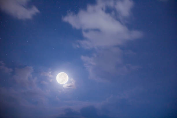 istock The moon and star in the night sky. 1183287591
