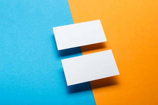 istock Business cards blank. Mockup on color background. Flat Lay. copy space for text 1183288264