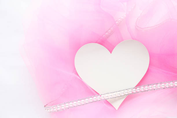 background of tulle fabric and heart