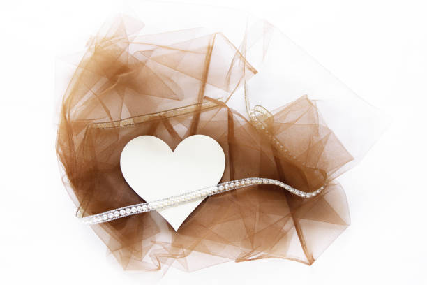 background of tulle fabric and heart