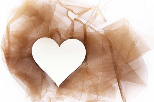 background of tulle fabric and heart