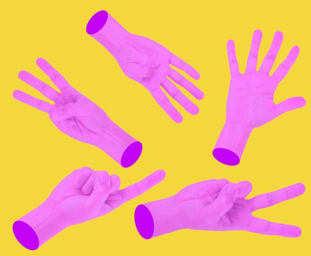 istock Five counting hands,Fashion creative concept on yellow pop art background. 1183295253