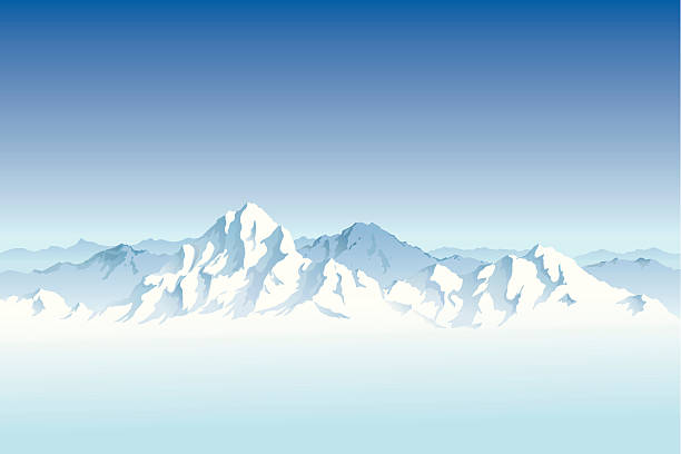 snowy mountain range - ośnieżony stock illustrations