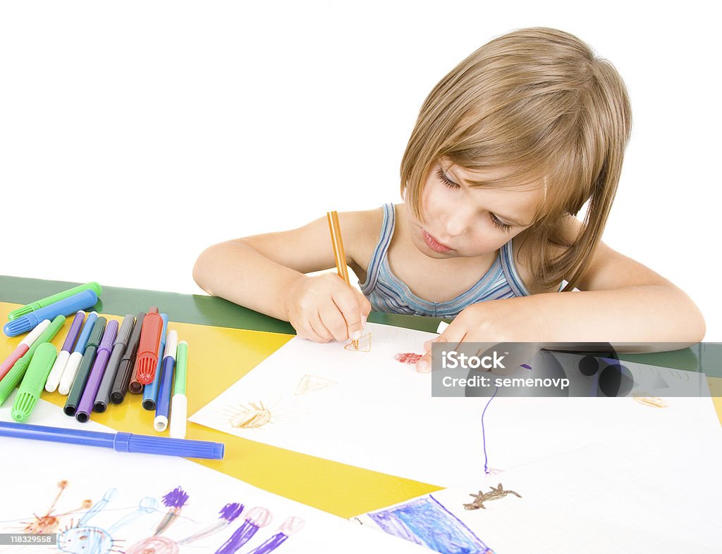 child draws  Activity Stock Photo