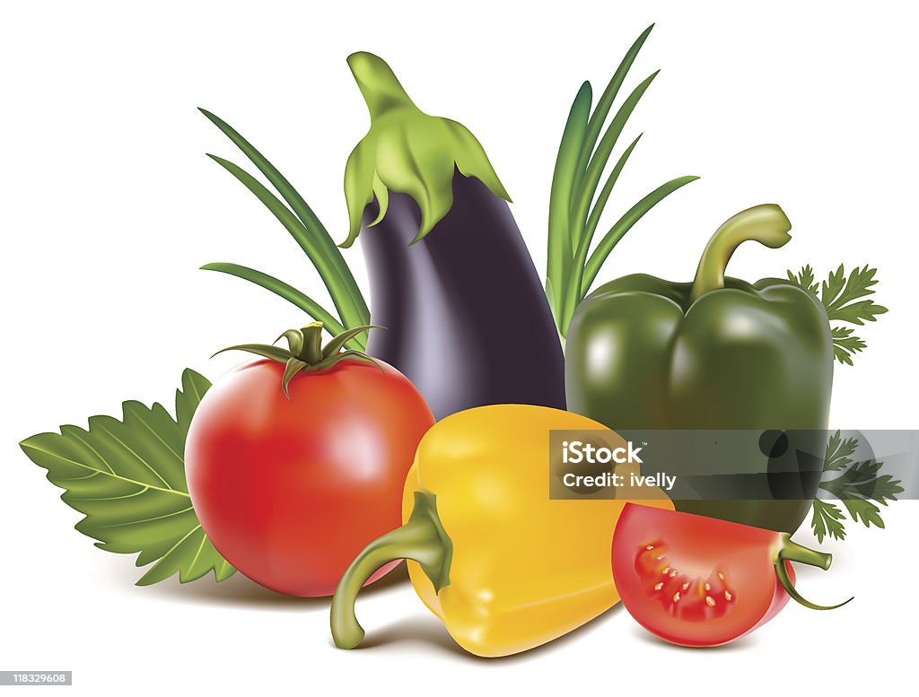 Colorful fresh group of vegetables  Color Image stock vector
