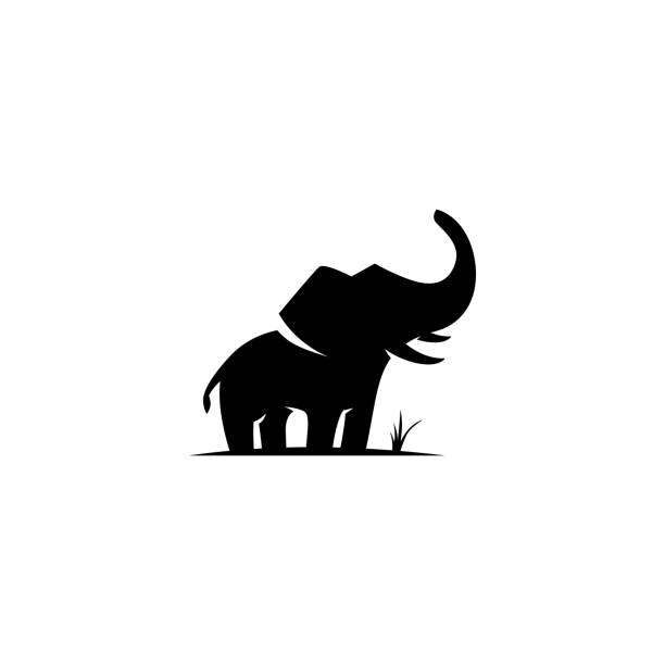 elefanten vektor-symbol-illustration - elephant head stock-grafiken, -clipart, -cartoons und -symbole