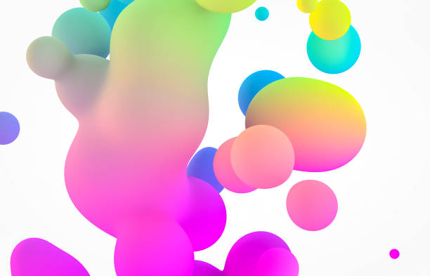 istock Holographic floating liquid blobs, soap bubbles, metaballs. 1183299615