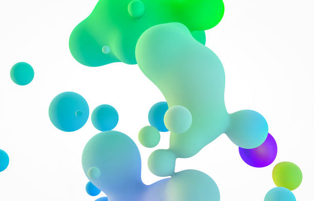 istock Holographic floating liquid blobs, soap bubbles, metaballs. 1183299641