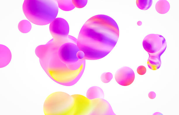 istock Holographic floating liquid blobs, soap bubbles, metaballs. 1183299672