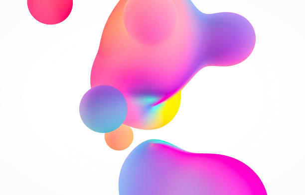 istock Holographic floating liquid blobs, soap bubbles, metaballs. 1183299676