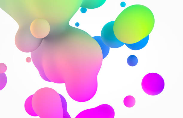 istock Holographic floating liquid blobs, soap bubbles, metaballs. 1183299683
